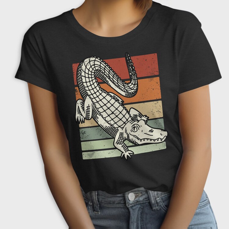 Retro Sunset Crocodile, Tricou Femei