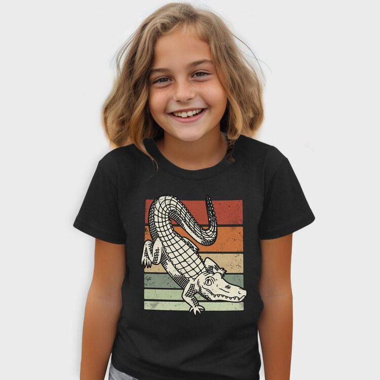Retro Sunset Crocodile, Tricou Copii