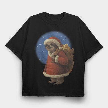 Sloth Santa Claus In Christmas, Tricou Oversize Barbati (Unisex)