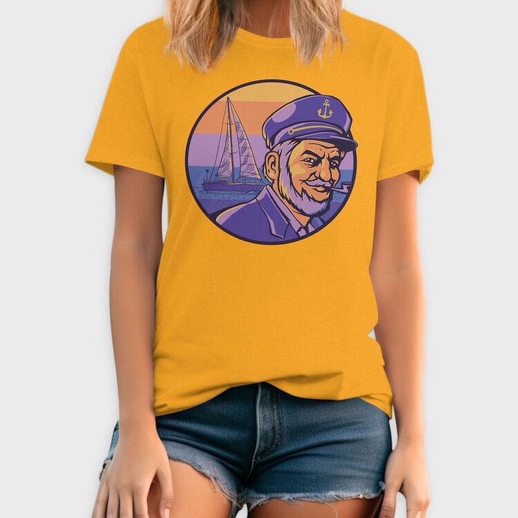 Retro Sunset Ship Captain Boat, Tricou Barbati (Unisex)