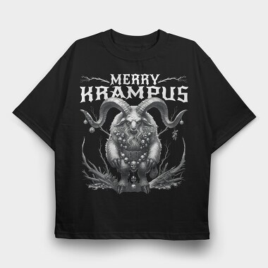 Dark Merry Krampus Portrait Trend, Tricou Oversize Barbati (Unisex)