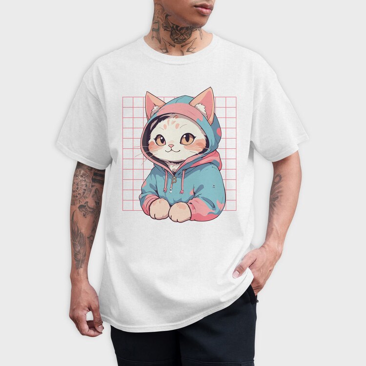Anime Cat Cute, Tricou Barbati (Unisex)