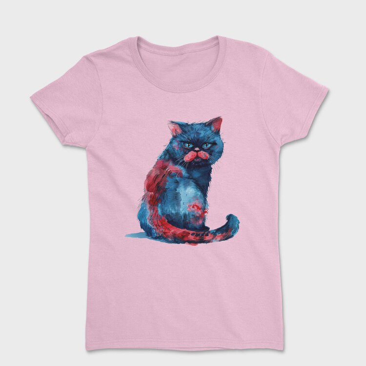Angry Cat Painted, Tricou Femei
