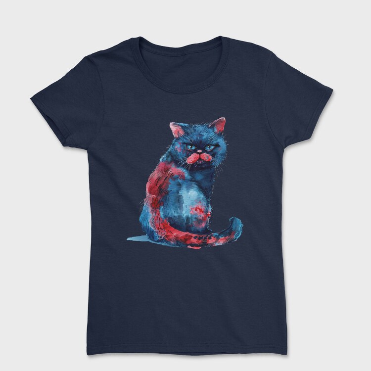 Angry Cat Painted, Tricou Femei