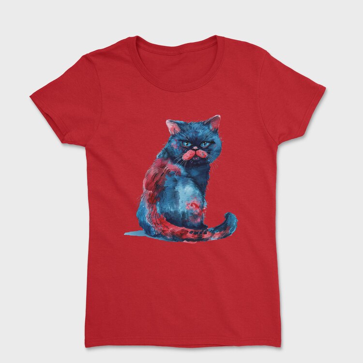 Angry Cat Painted, Tricou Femei
