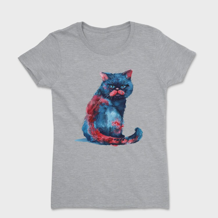 Angry Cat Painted, Tricou Femei
