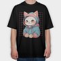 Anime Cat Cute, Tricou Oversize Barbati (Unisex)