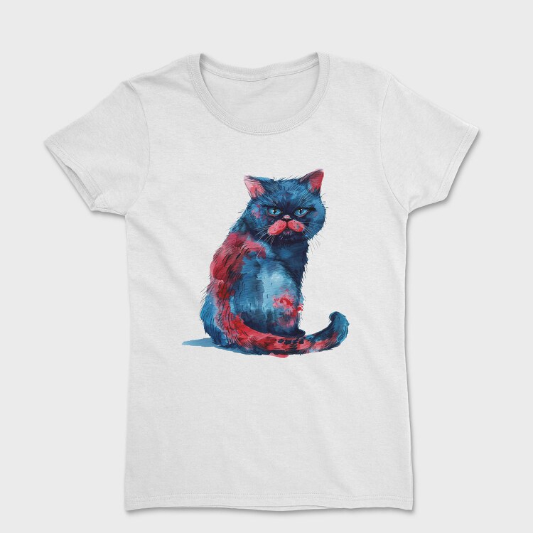 Angry Cat Painted, Tricou Femei
