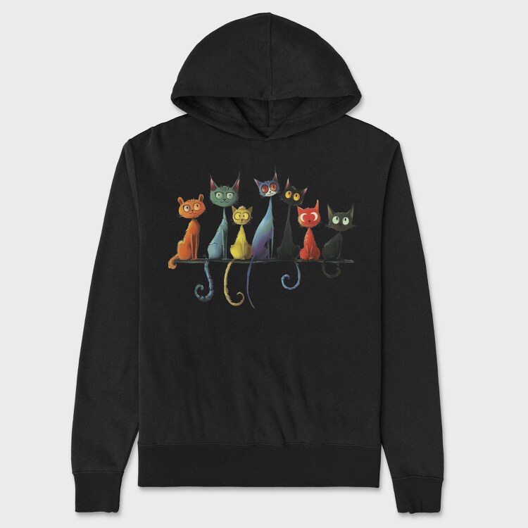Colorful Feline Group, Hanorac Oversize Barbati (Unisex)