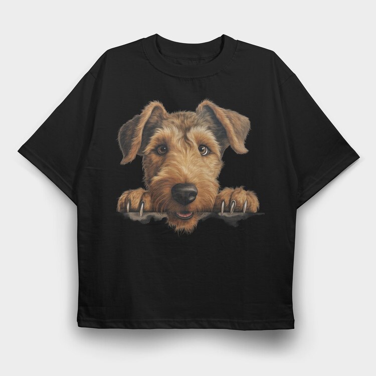 Air Dale Terrier Peeking, Tricou Oversize Barbati (Unisex)