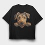 Air Dale Terrier Peeking, Tricou Oversize Barbati (Unisex)