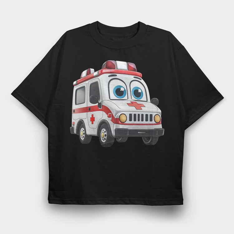 Ambulance Face Clipart, Tricou Oversize Barbati (Unisex)
