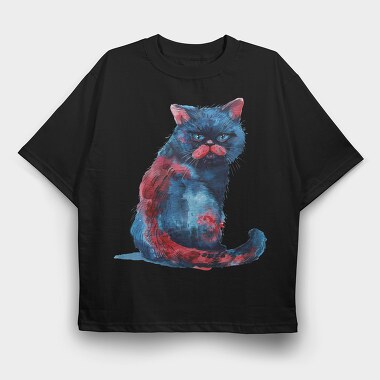 Angry Cat Painted, Tricou Oversize Barbati (Unisex)