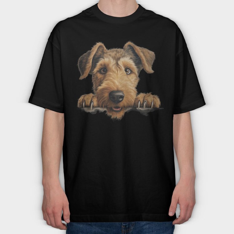 Air Dale Terrier Peeking, Tricou Oversize Barbati (Unisex)