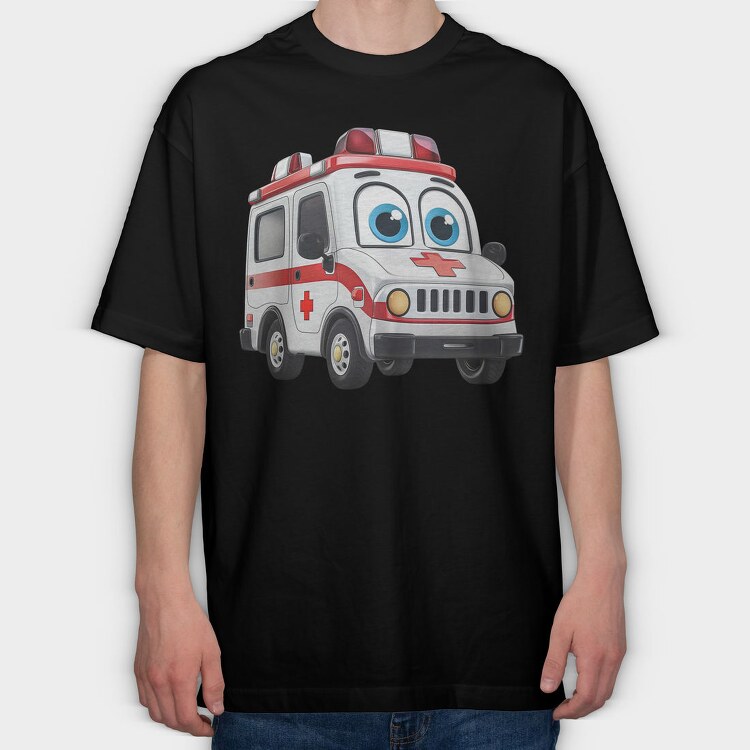 Ambulance Face Clipart, Tricou Oversize Barbati (Unisex)