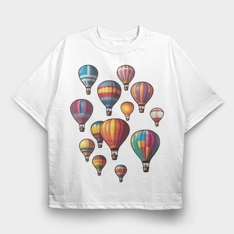Hot Balloons, Tricou Oversize Barbati (Unisex)
