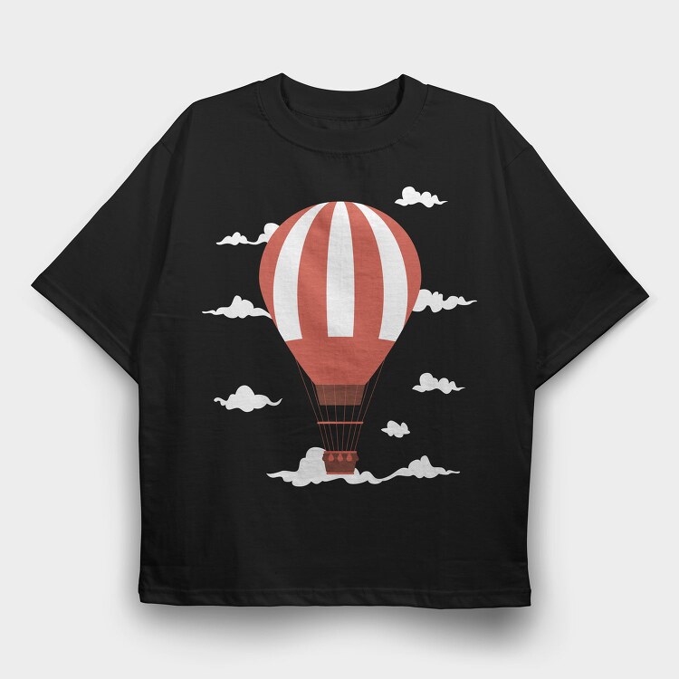 Hot Air Balloon, Tricou Oversize Barbati (Unisex)