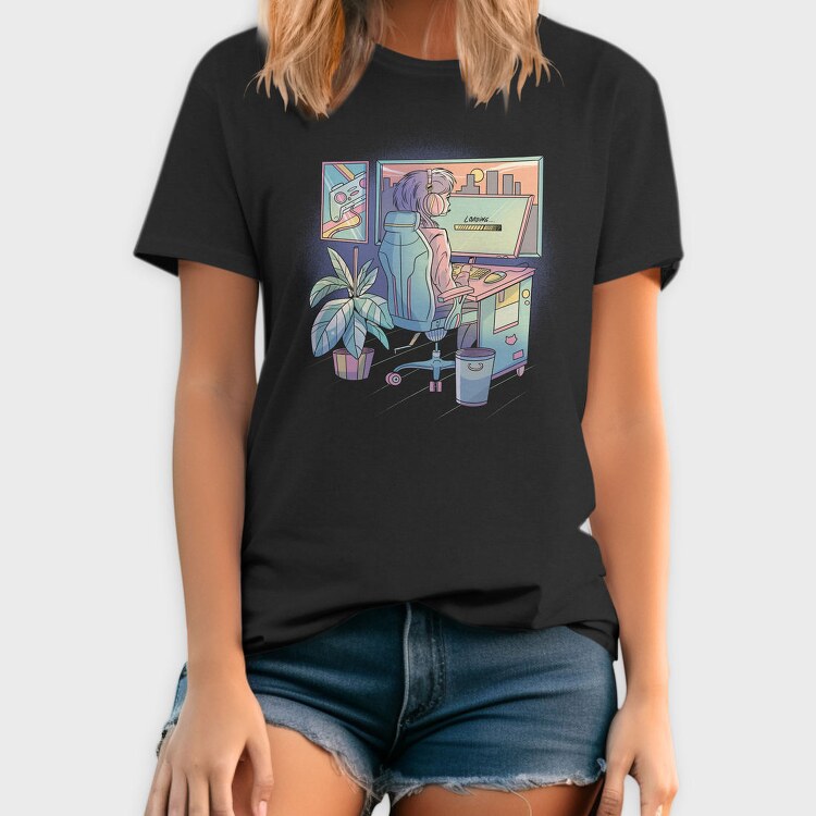 Anime Gamer Girl Vaporwave, Tricou Barbati (Unisex)