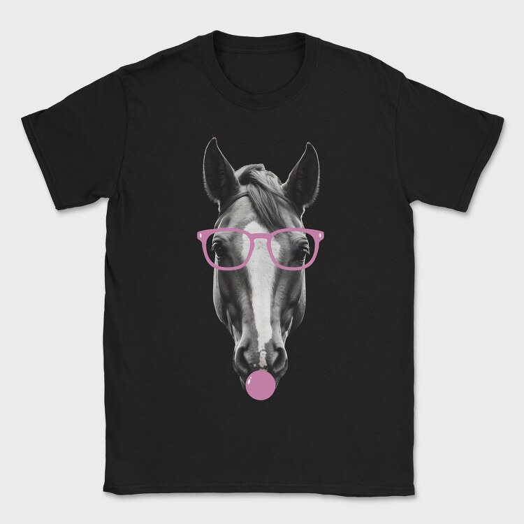 Horse Bubblegum Monochrome, Tricou Barbati (Unisex)