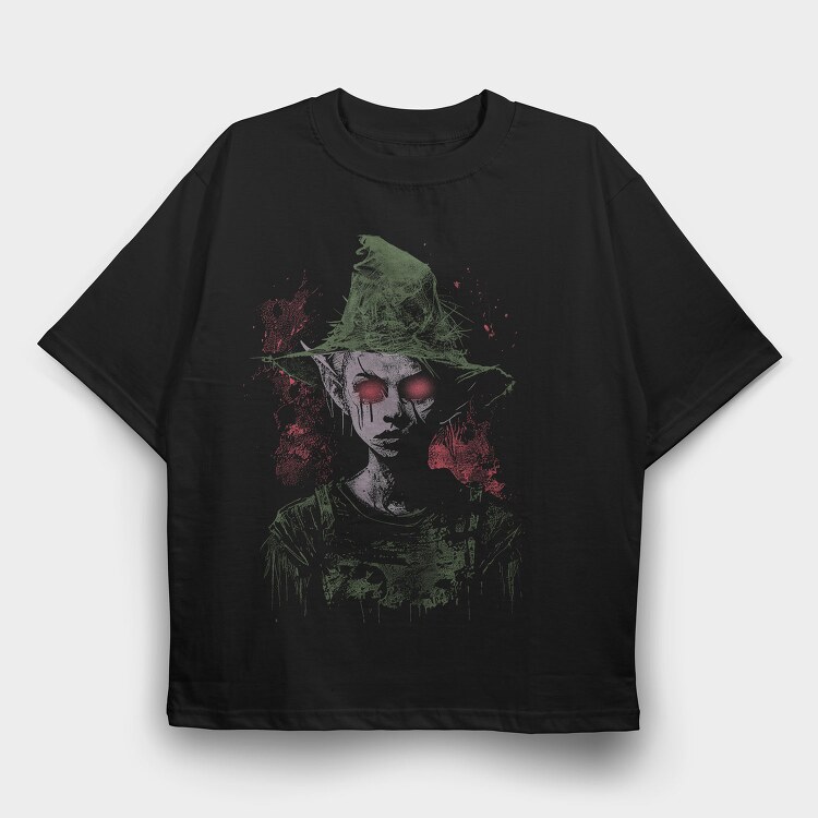 Horror Elf, Tricou Oversize Barbati (Unisex)