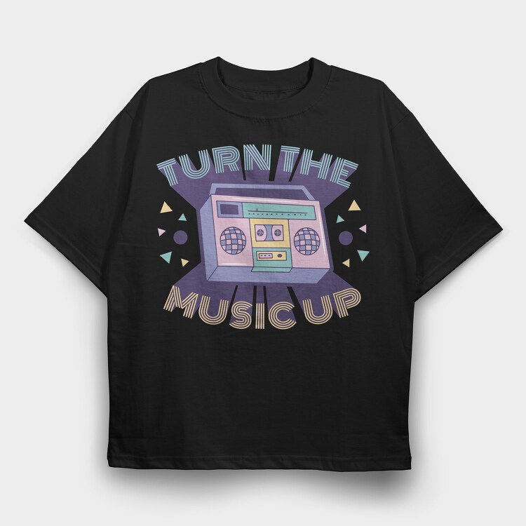 Turn The Music Up Vaporwave Radio, Tricou Oversize Barbati (Unisex)