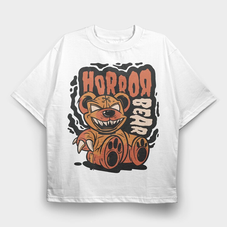 Horror Bear, Tricou Oversize Barbati (Unisex)