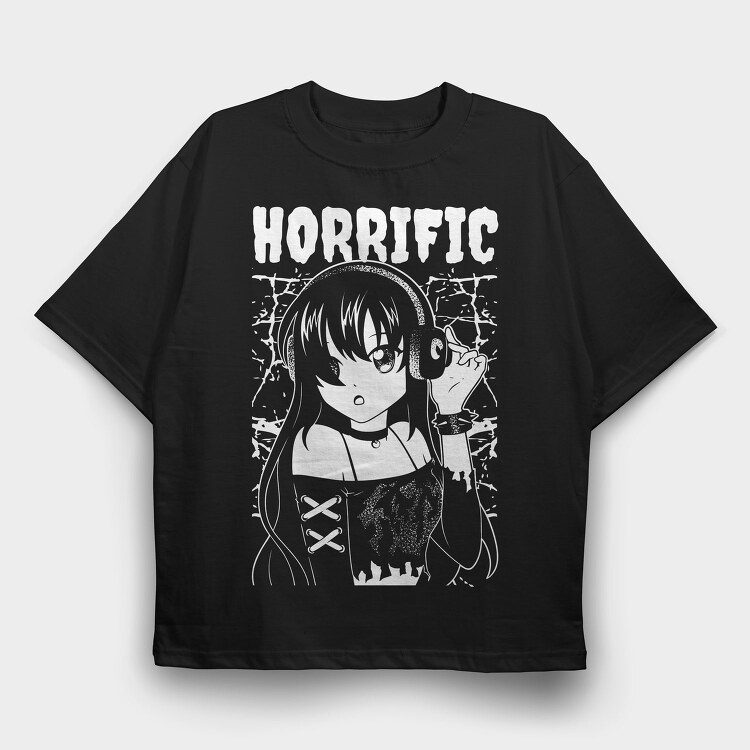 Horrific Dark Anime Girl, Tricou Oversize Barbati (Unisex)