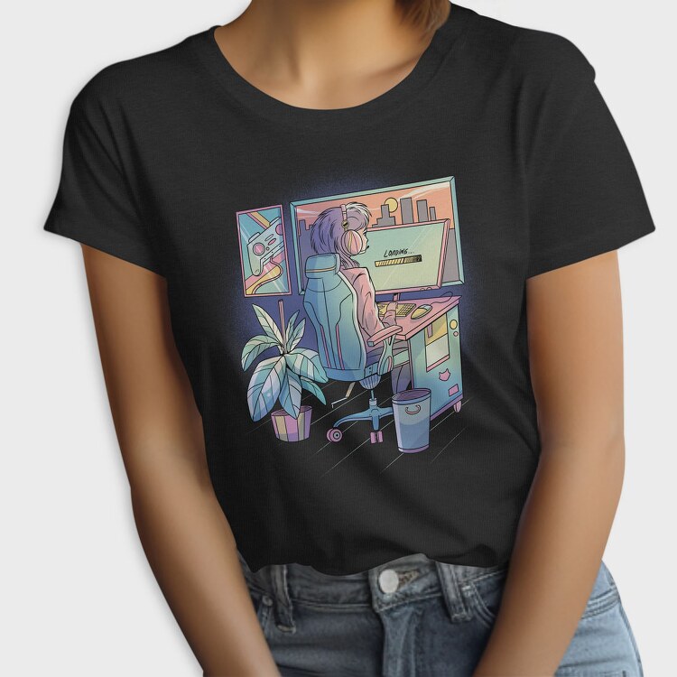 Anime Gamer Girl Vaporwave, Tricou Femei