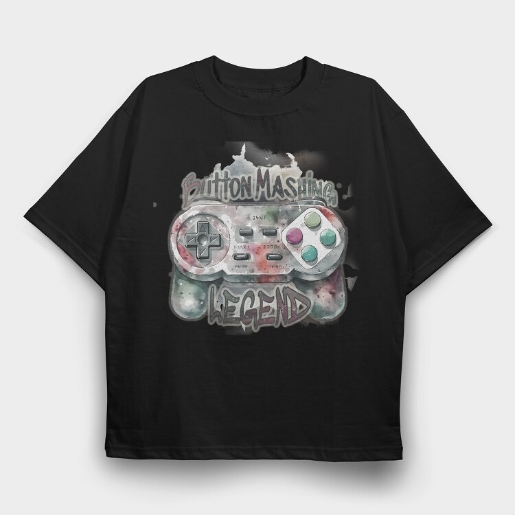 Joystick Button Mashing Watercolor Legend, Tricou Oversize Barbati (Unisex)