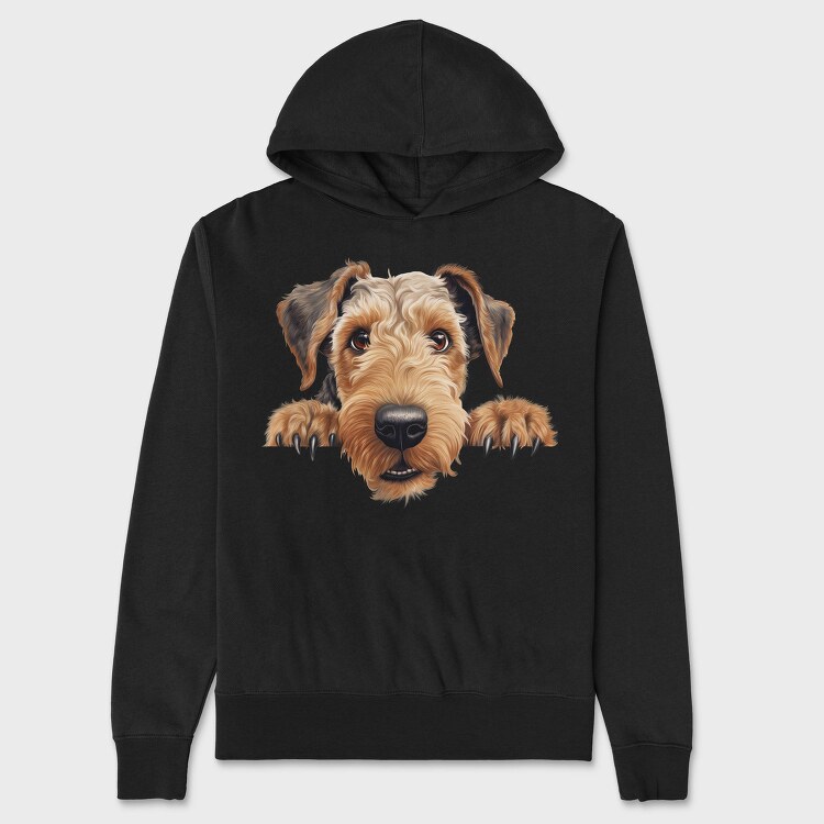 Airedale Terrier Peeking, Hanorac Oversize Barbati (Unisex)