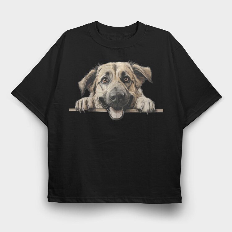 Anatolian Shepherd Peeking, Tricou Oversize Barbati (Unisex)