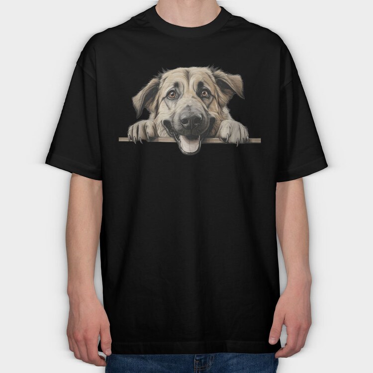 Anatolian Shepherd Peeking, Tricou Oversize Barbati (Unisex)