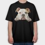 American Bulldog Peeking, Tricou Oversize Barbati (Unisex)
