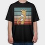 Giraffe Drinking Coffee, Tricou Oversize Barbati (Unisex)