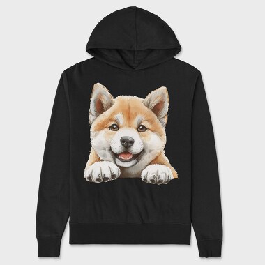 Akita Inu Peeking Face, Hanorac Oversize Barbati (Unisex)