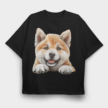 Akita Inu Peeking Face, Tricou Oversize Barbati (Unisex)
