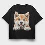 Akita Inu Peeking Face, Tricou Oversize Barbati (Unisex)