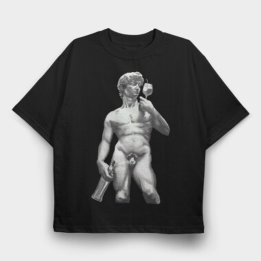 David Statue Wine Glass Realistic Michelangelo Cup Bottle, Tricou Oversize Barbati (Unisex)