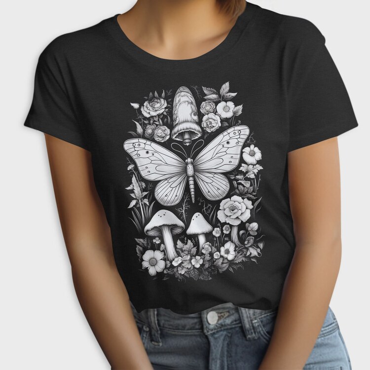 Whimsical Cottagecore Moth, Tricou Femei