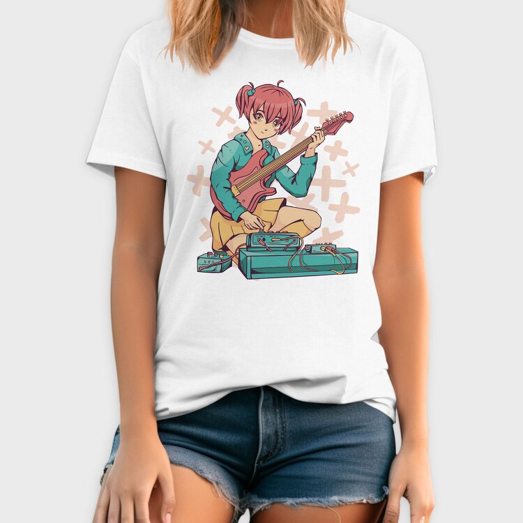 Anime Girl Electric Guitar Pedals, Tricou Barbati (Unisex)