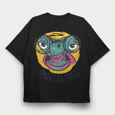 Turtle Animal With Glasses Smart Ass Hell, Tricou Oversize Barbati (Unisex)