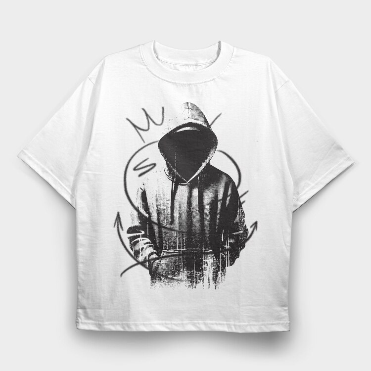 Edgy Urban Hoodie Hip Hop Character, Tricou Oversize Barbati (Unisex)