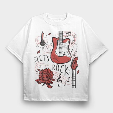 Electric Guitar Music Let S Rock, Tricou Oversize Barbati (Unisex)