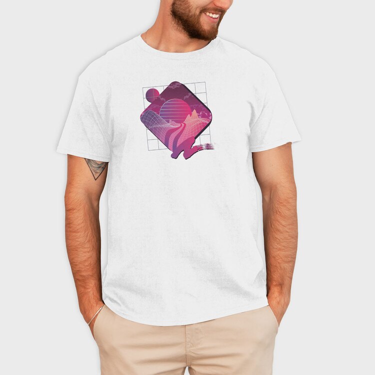 Retrowave Landscape, Tricou Barbati (Unisex)