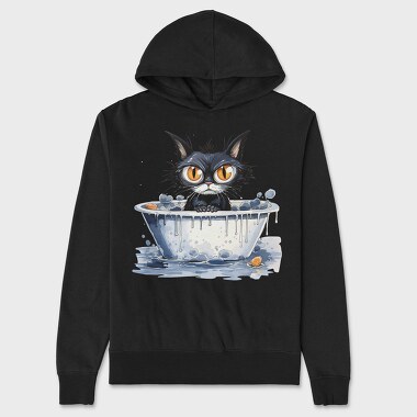 Angry Cat Bath Time, Hanorac Oversize Barbati (Unisex)