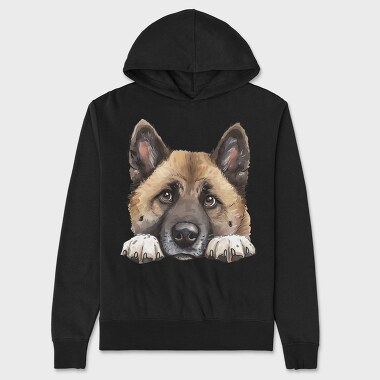 Akita Lover Peeking, Hanorac Oversize Barbati (Unisex)