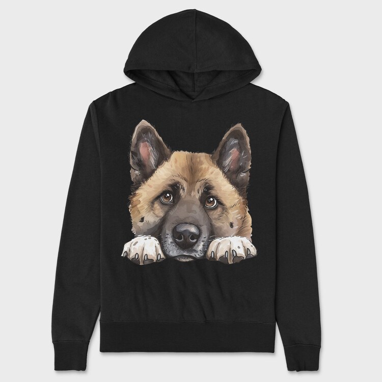 Akita Lover Peeking, Hanorac Oversize Barbati (Unisex)