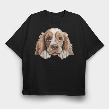 American Cocker Spaniel Peeking, Tricou Oversize Barbati (Unisex)