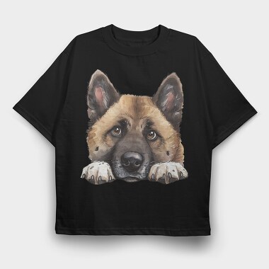 Akita Lover Peeking, Tricou Oversize Barbati (Unisex)