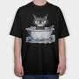 Angry Cat Bath Time, Tricou Oversize Barbati (Unisex)